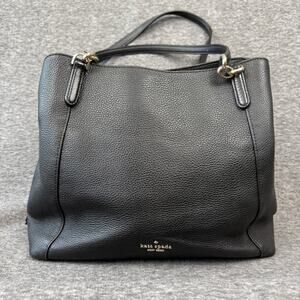 Kate Spade Jackson Triple Compartment Shoulder Bag Medium Black Pebbled Leather